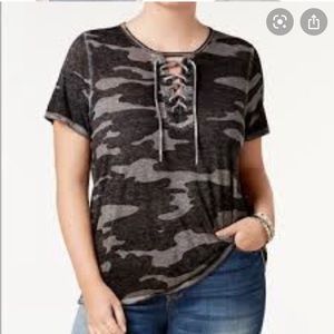 Lucky Brand Camo Lace-Up Tee